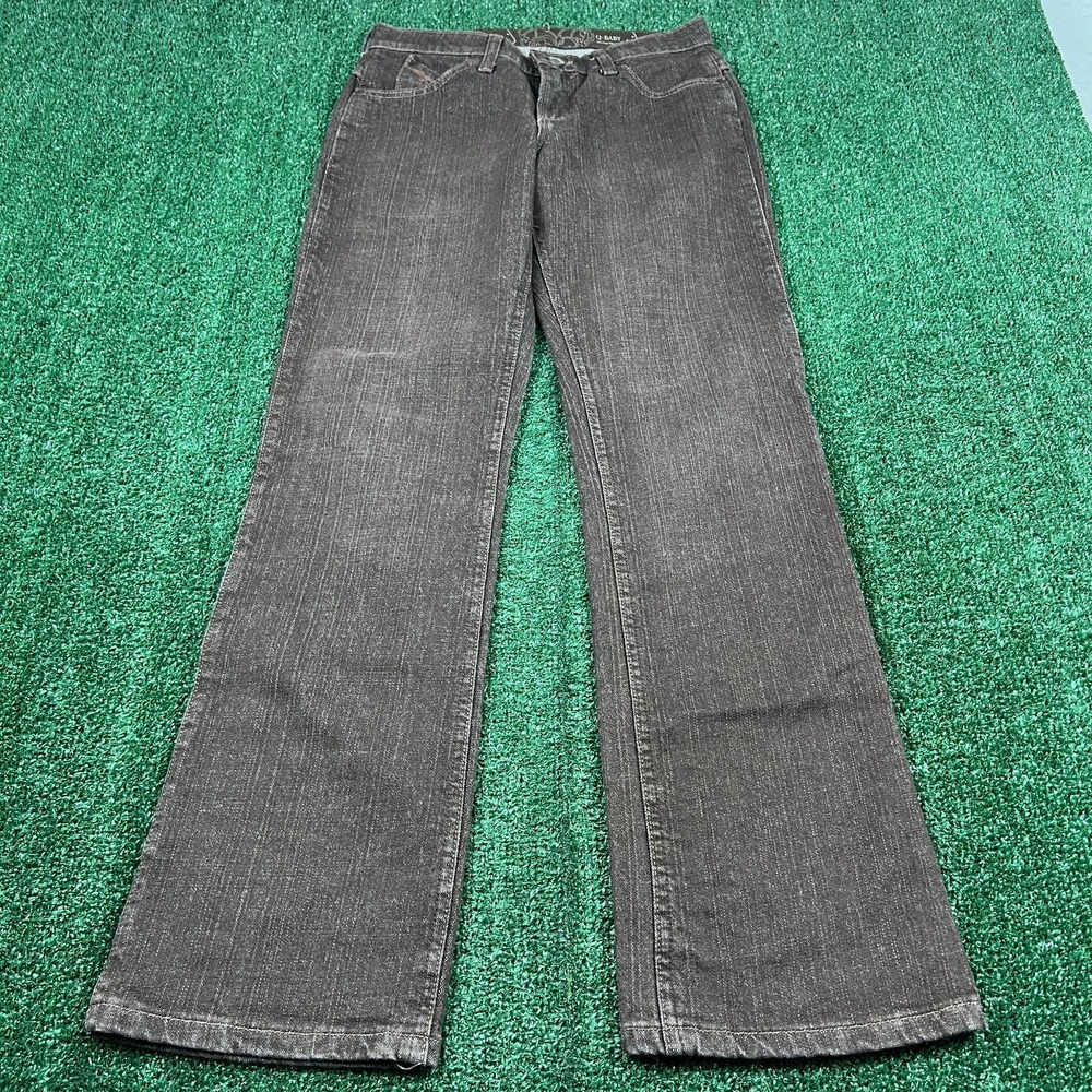 Vintage Wrangler Q-Baby Jeans Womens Size 5/6 30x31" Brown Western Bootcut Y2K